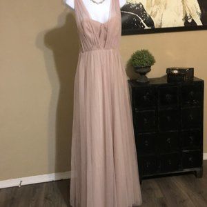 Nude Chiffon Evening Gown